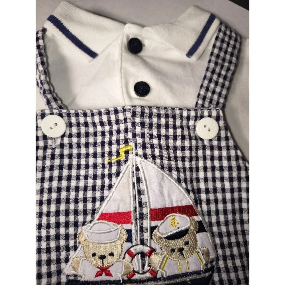 Vtg Sesame Street Collab Good Lad Nautical Theme Overalls & Shirt 3-6 Months